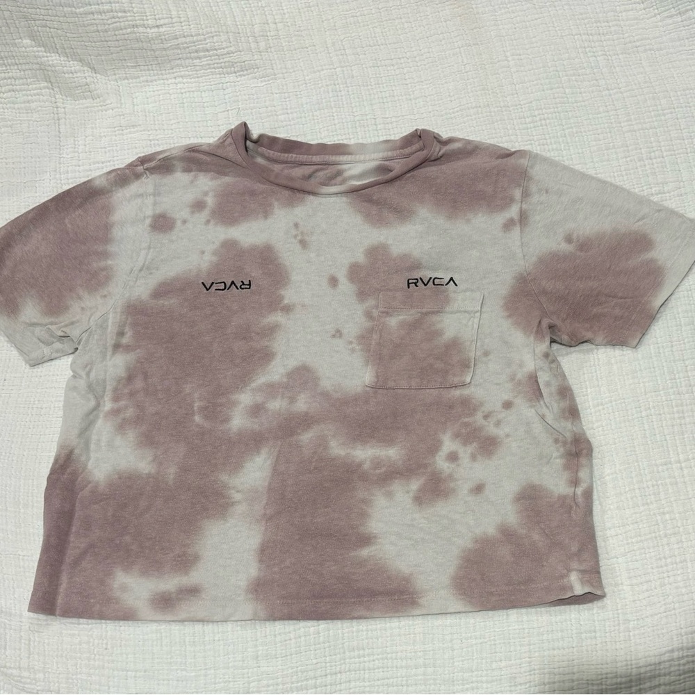 RVCA Women's Mauve and White Crop Top